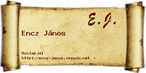 Encz János névjegykártya